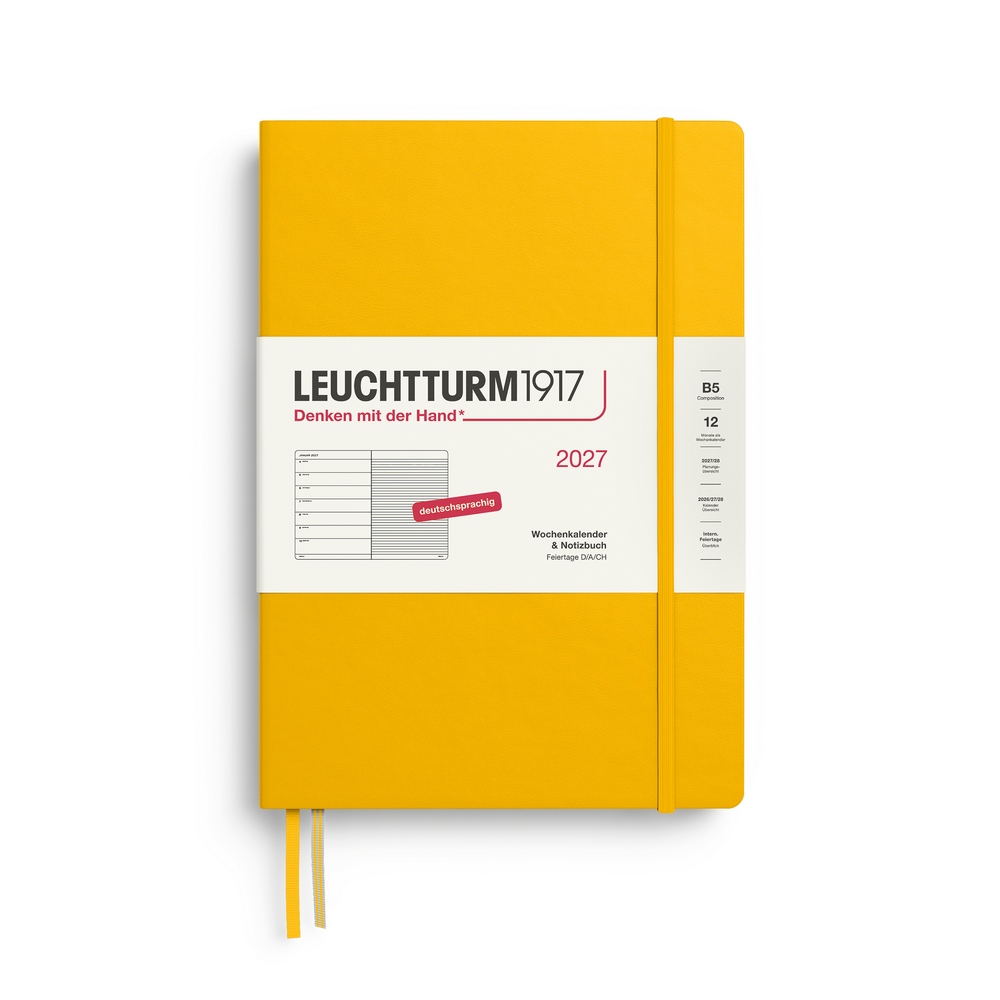 Leuchtturm1917 Kalender & Notizbuch 1 Woche auf 1 Seite 2027 Composition B5 Hardcover Sunflower, liniert
