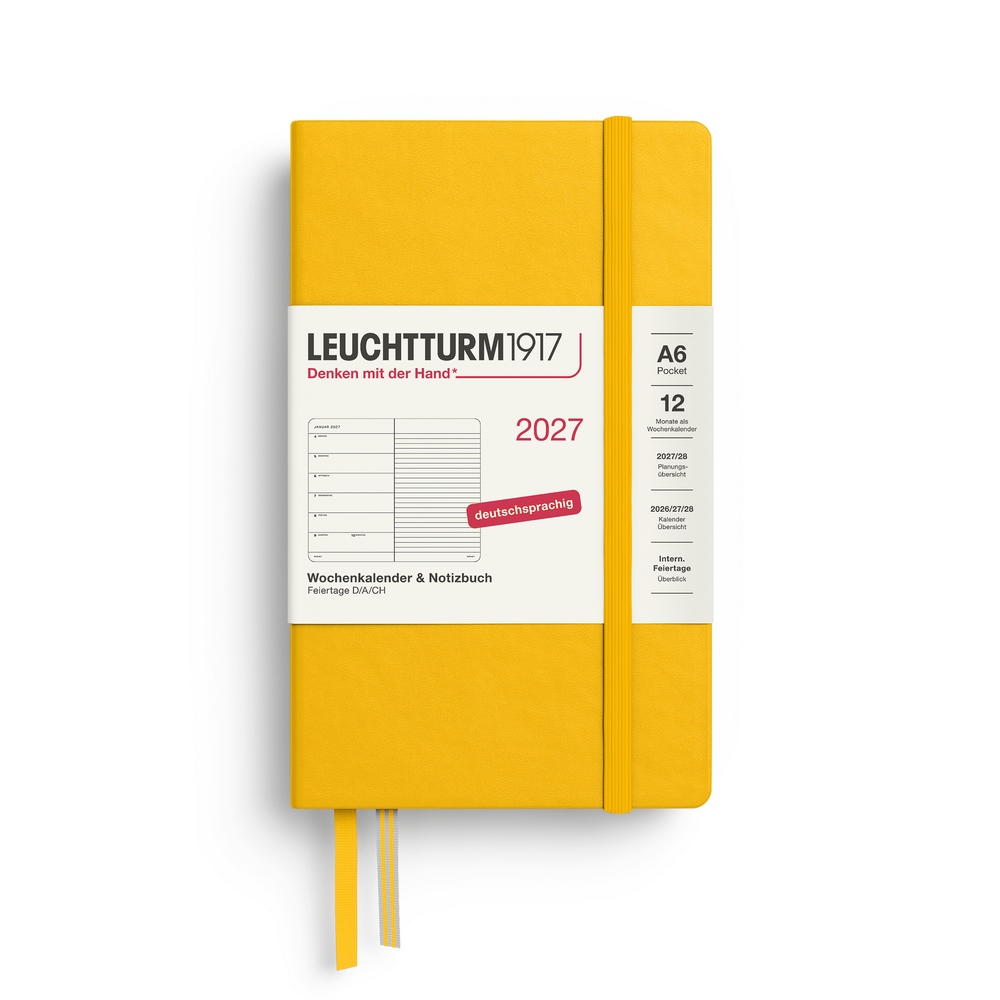 Leuchtturm1917 Kalender & Notizbuch 1 Woche auf 1 Seite 2027 Pocket A6 Hardcover Sunflower, liniert