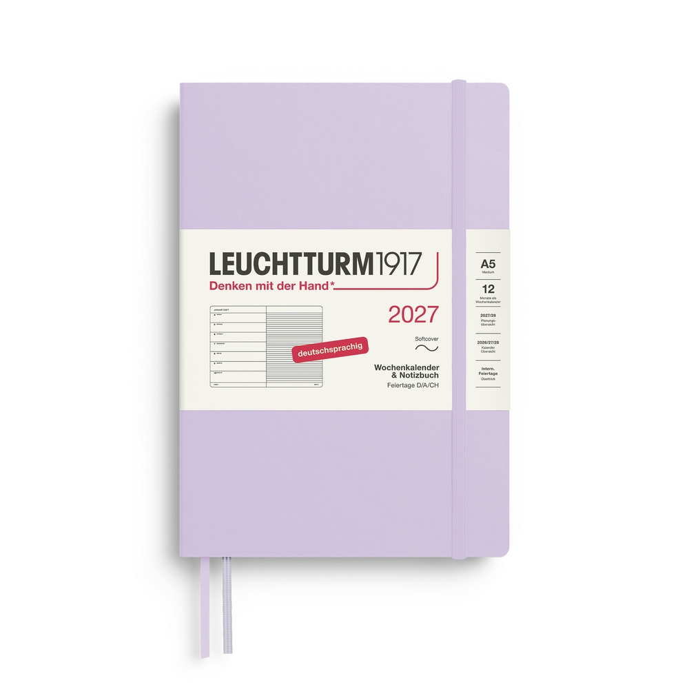 Leuchtturm1917 Kalender & Notizbuch 1 Woche auf 1 Seite 2027 Medium A5 Softcover Lilac, liniert