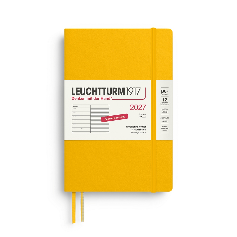 Leuchtturm1917 Kalender & Notizbuch 1 Woche auf 1 Seite 2027 Paperback B6+ Softcover Sunflower, liniert