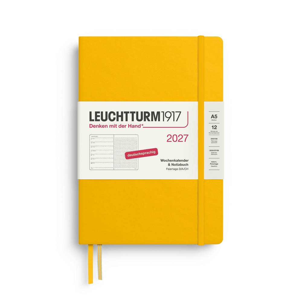 Leuchtturm1917 Kalender & Notizbuch 1 Woche auf 1 Seite 2027 Medium A5 Hardcover Sunflower, punktkariert