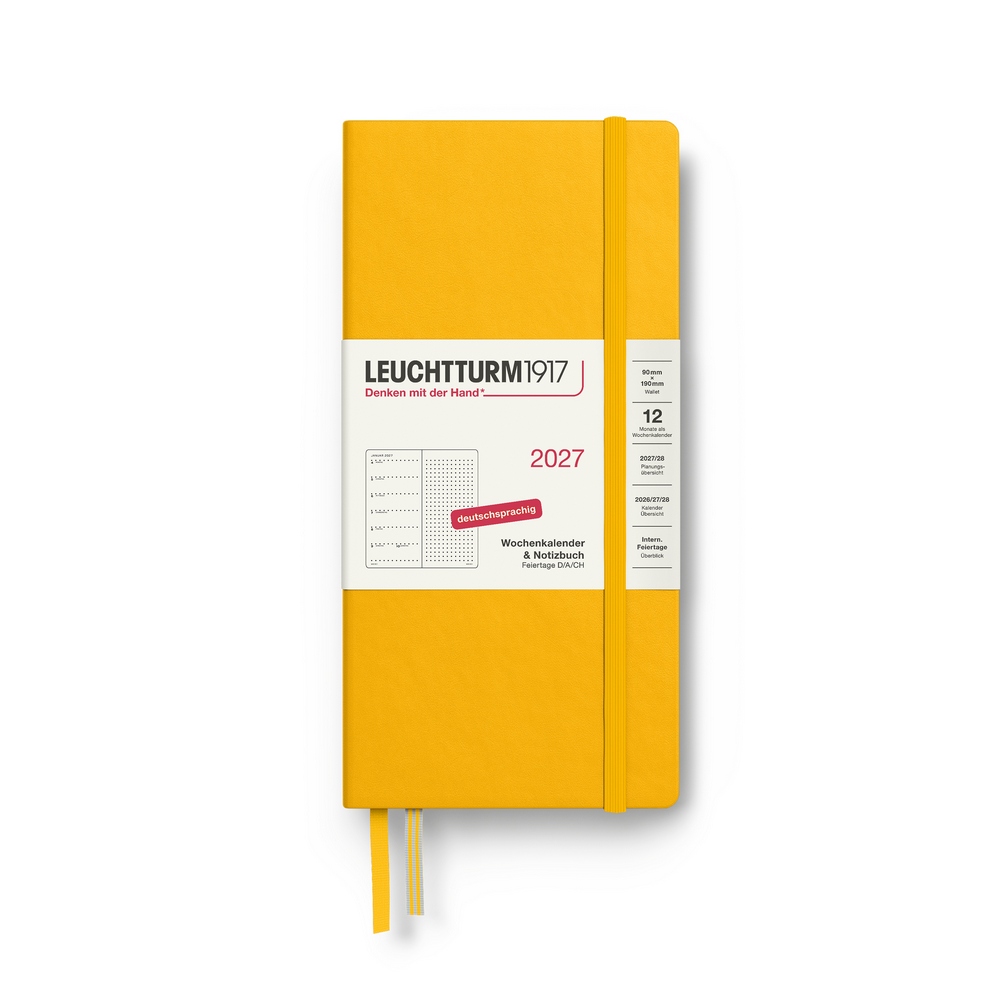 Leuchtturm1917 Kalender & Notizbuch 1 Woche auf 1 Seite 2027 Wallet Hardcover Sunflower, punktkariert
