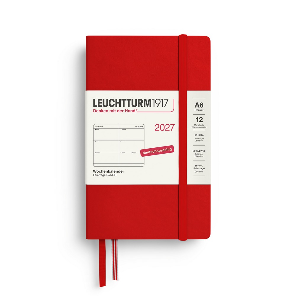 Leuchtturm1917 Wochenkalender 1 Woche auf 2 Seiten 2027 Pocket A6 Hardcover Cherry