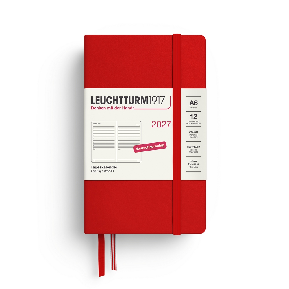 Leuchtturm1917 Tageskalender 1 Tag auf 1 Seite 2027 Pocket A6 Hardcover Cherry