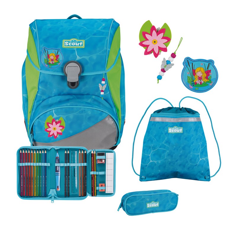 Scout Schulranzen Set Alpha DIN Water Lily 4-tlg.