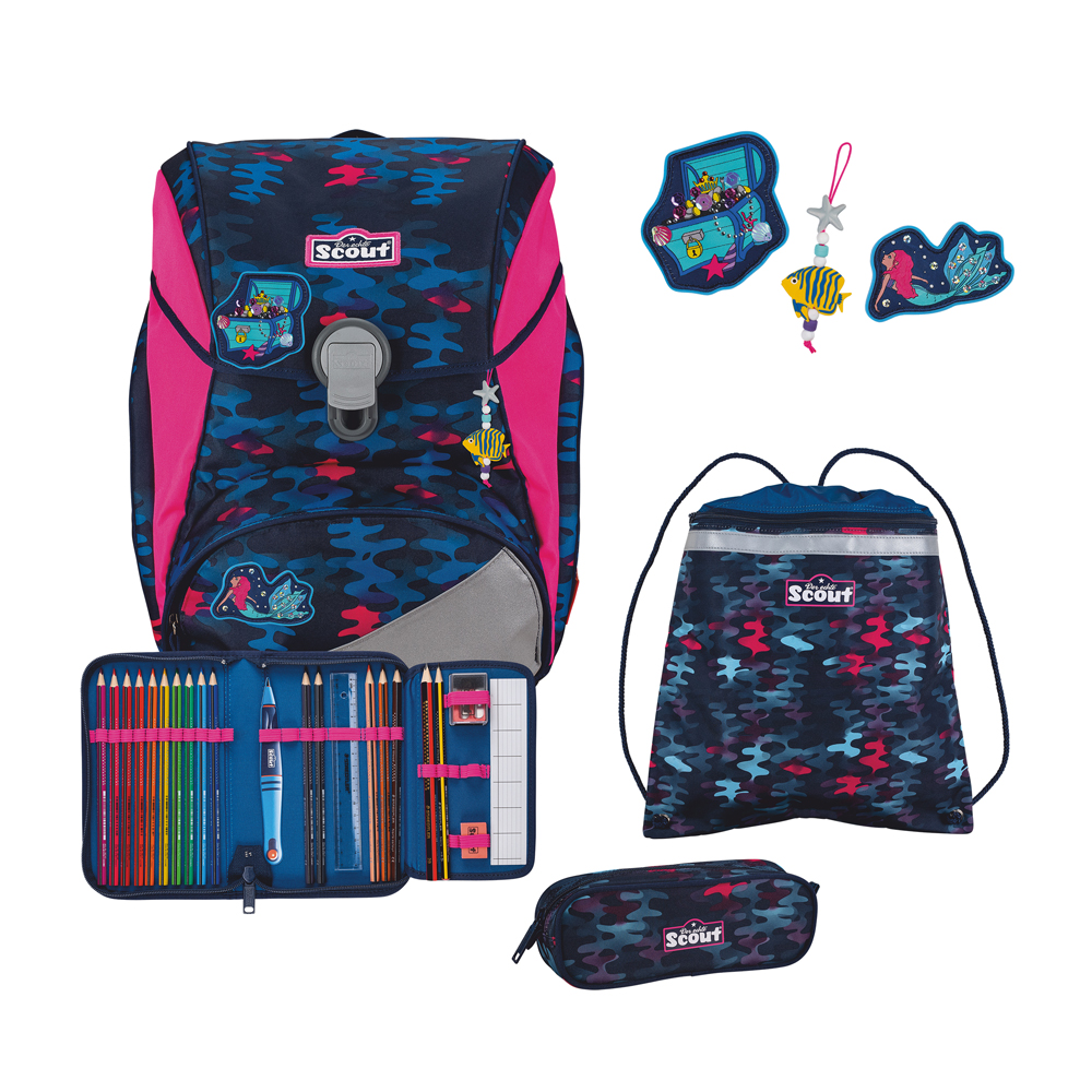Scout Schulranzen Set Alpha DIN Magic Sea 4-tlg.
