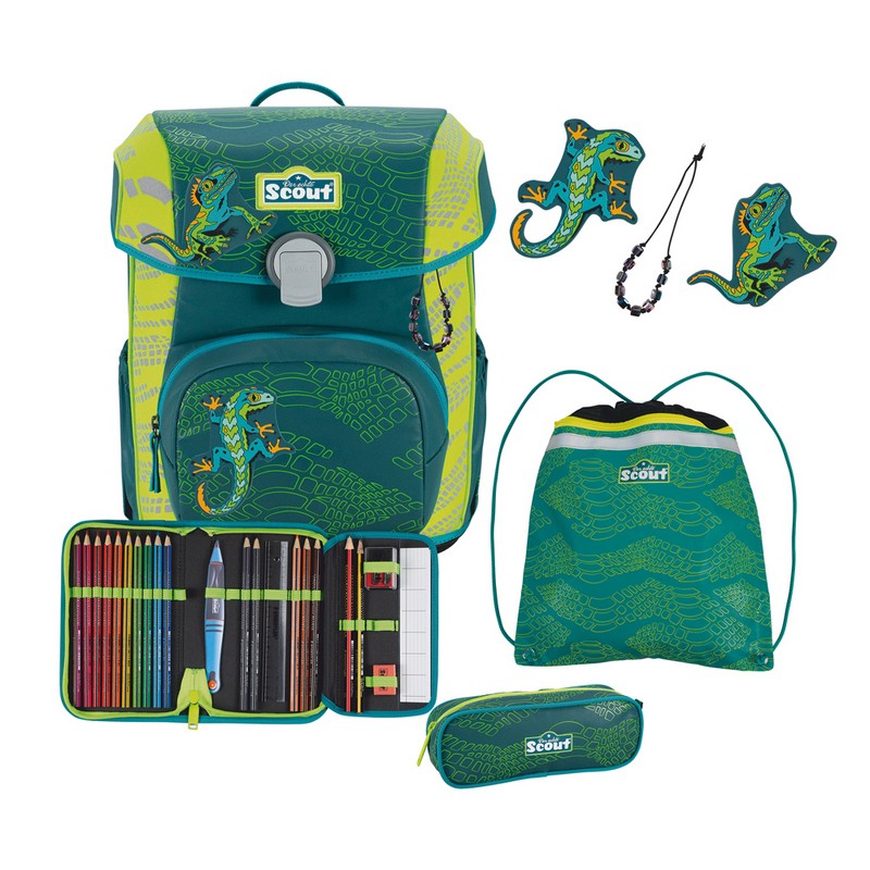 Scout Schulranzen Set Neo Exklusiv Superflash Extreme Lizard 4-tlg.