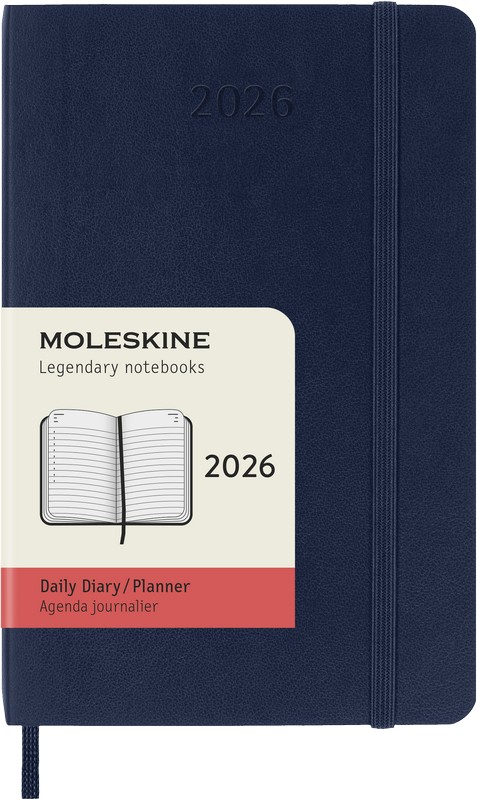 Moleskine Tageskalender 2026 Klassik 1 Tag auf 1 Seite Pocket Softcover Saphir
