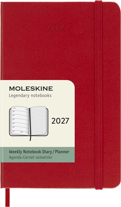 Moleskine Wochen-Notizkalender 2027 Klassik 1 Woche auf 1 Seite Pocket Hardcover Scharlachrot