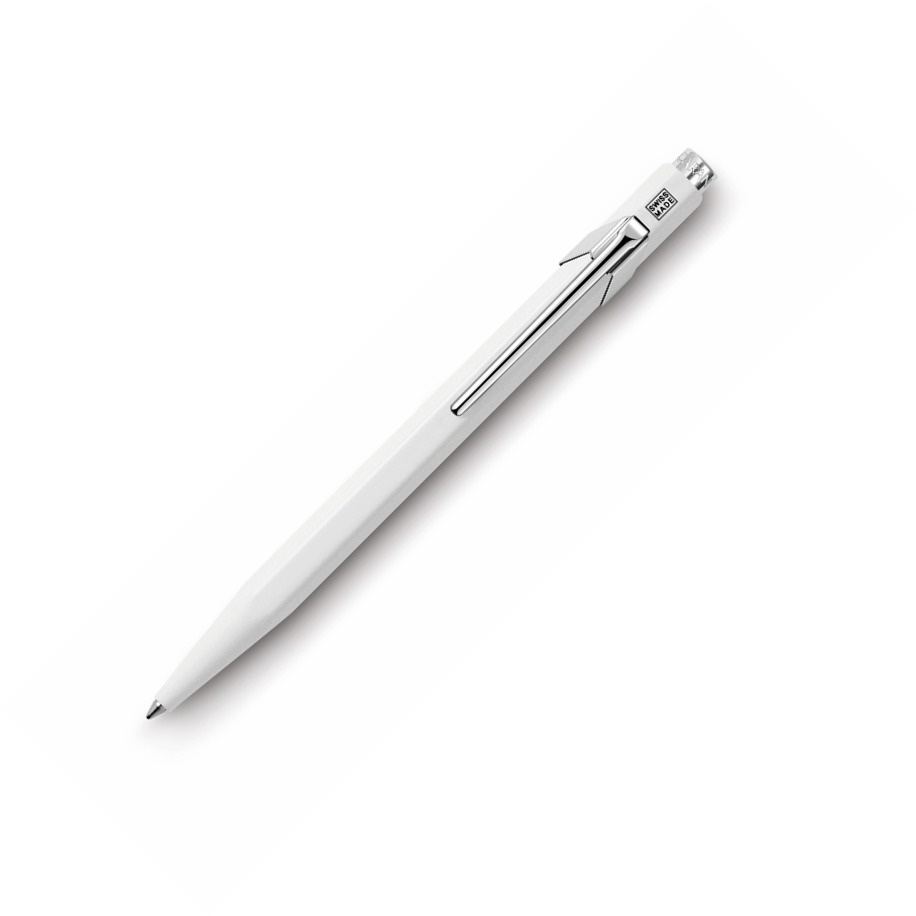Caran d'Ache Kugelschreiber 849 Popline Fluo weiß im Metall-Etui