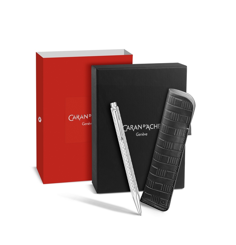 Caran d'Ache Kugelschreiber Set Ecridor Damier Silbergrau