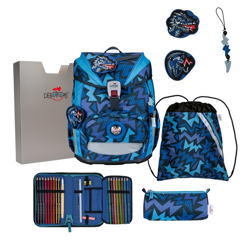 DerDieDas Schulranzen Set ErgoFlex Light Dark Dragon 5-tlg.