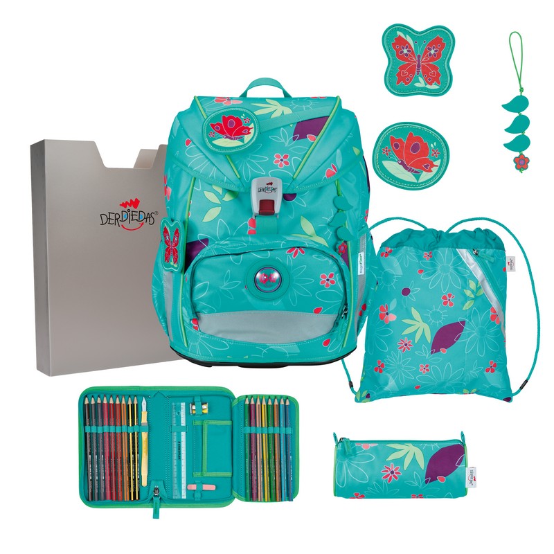 DerDieDas Schulranzen Set ErgoFlex Light Butterfly Garden 5-tlg.
