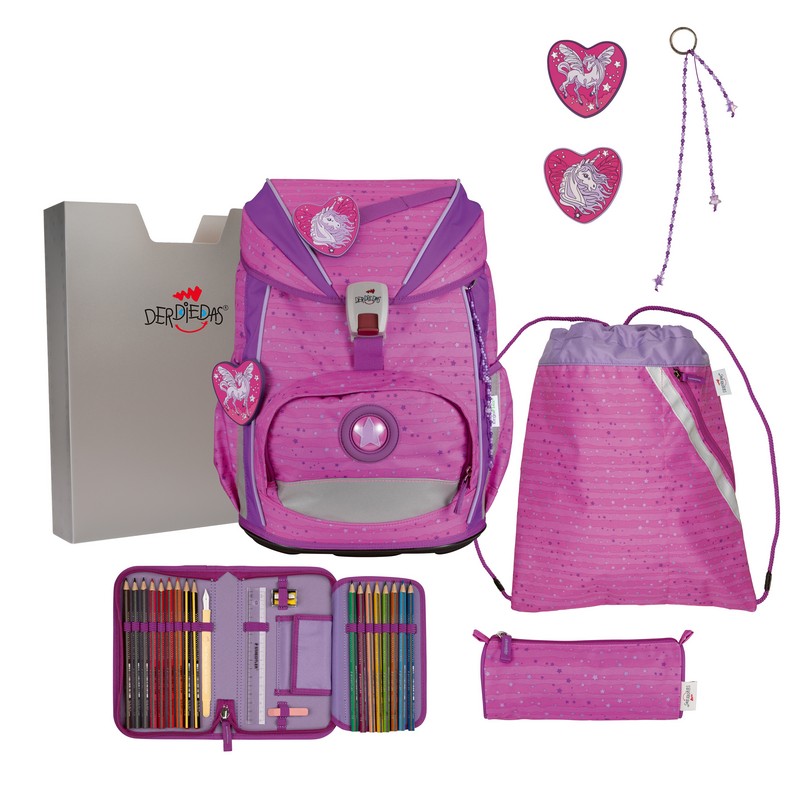 DerDieDas Schulranzen Set ErgoFlex Light Purple Unicorn 5-tlg.
