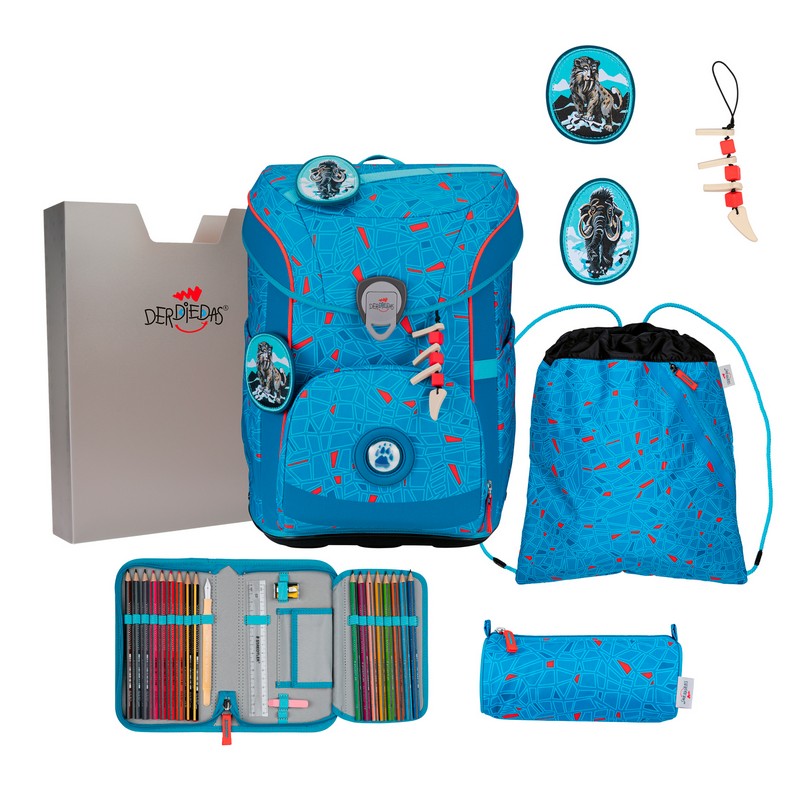 DerDieDas Schulranzen Set ErgoFlex Easy Exklusiv Superflash Blue Ice 5-tlg.