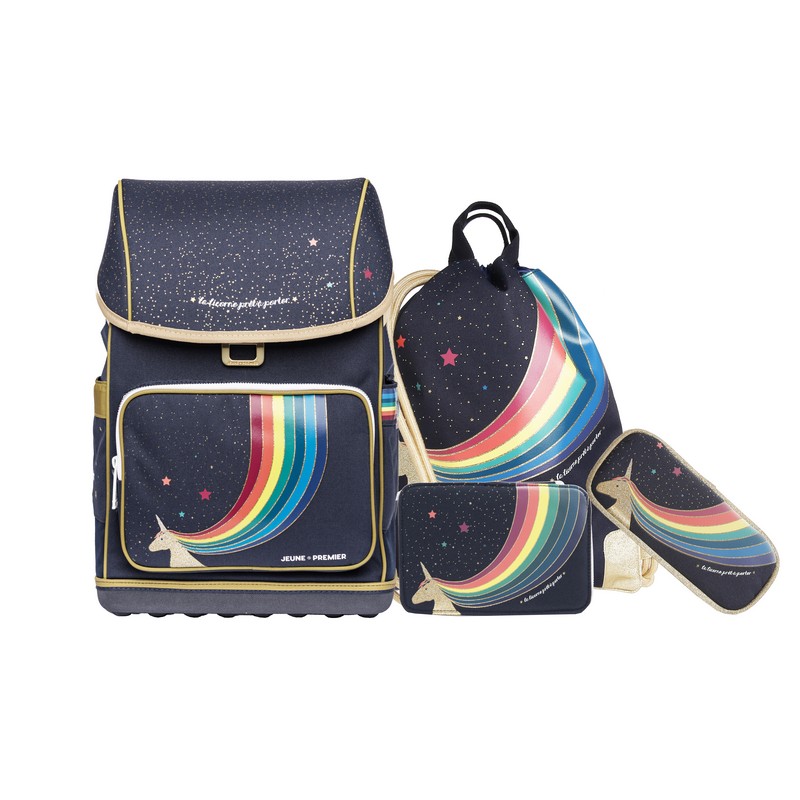 Jeune Premier Schulranzen-Set Ergomaxx Unicorn Gold 4tlg.