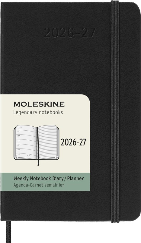 Moleskine 18 Monatskalender & Notizbuch 2027 Studienplaner 1 Woche auf 1 Seite Pocket Hardcover Schwarz