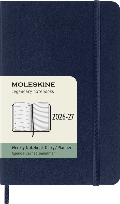 Moleskine 18 Monatskalender & Notizbuch 2027 Studienplaner 1 Woche auf 1 Seite Pocket Softcover Saphir