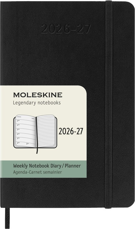 Moleskine 18 Monatskalender & Notizbuch 2027 Studienplaner 1 Woche auf 1 Seite Pocket Softcover Schwarz