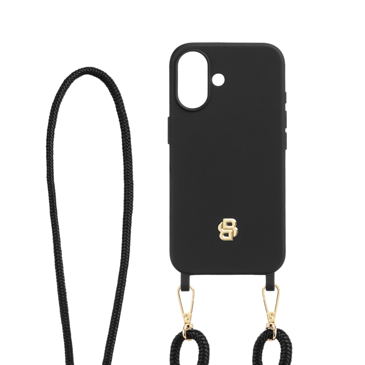 BOSS Smartphone Hülle Double B für iPhone 16 Schwarz & Gold