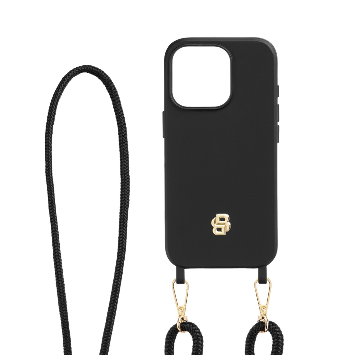 BOSS Smartphone Hülle Double B für iPhone 16 Pro Schwarz & Gold