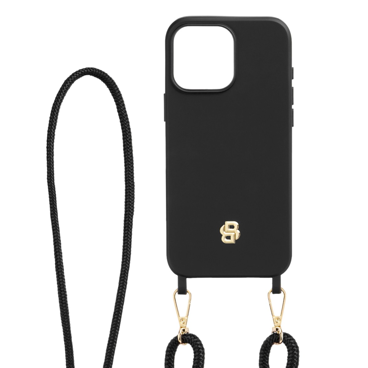 BOSS Smartphone Hülle Double B für iPhone 16 Pro Max Schwarz & Gold
