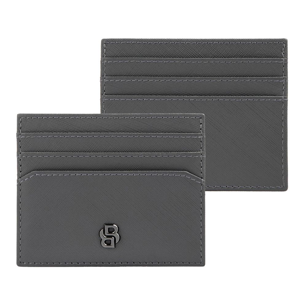 BOSS Kartenetui Double B Saffiano 6cc Grau