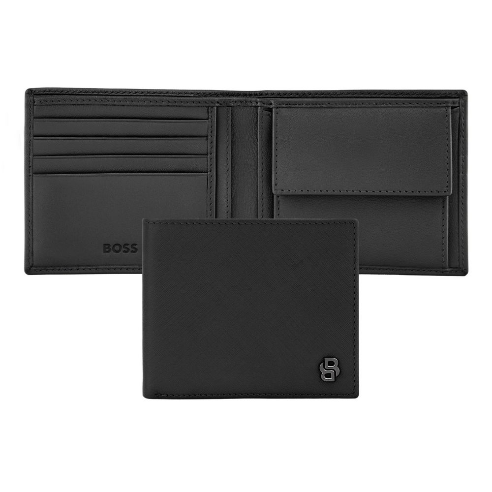 BOSS Brieftasche Double B Saffiano 4cc Schwarz