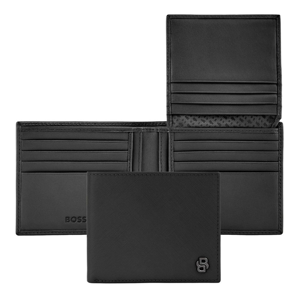 BOSS Brieftasche Double B Saffiano 11cc Schwarz