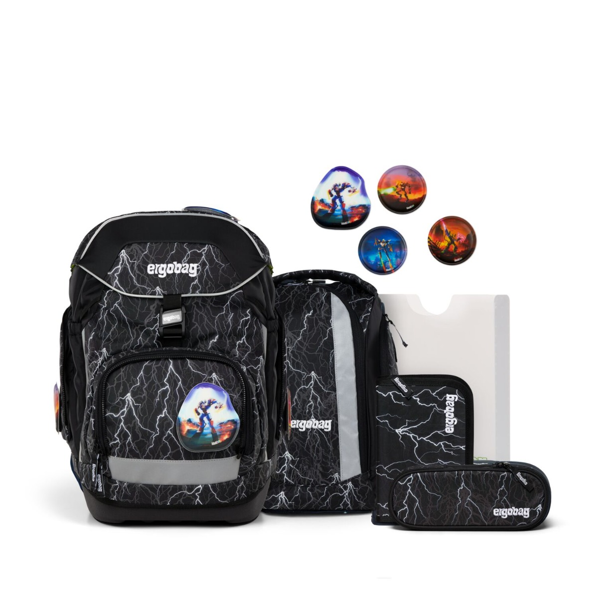 ergobag pack Schulranzen Set Super ReflektBär Reflex Glow Edition 6tlg.