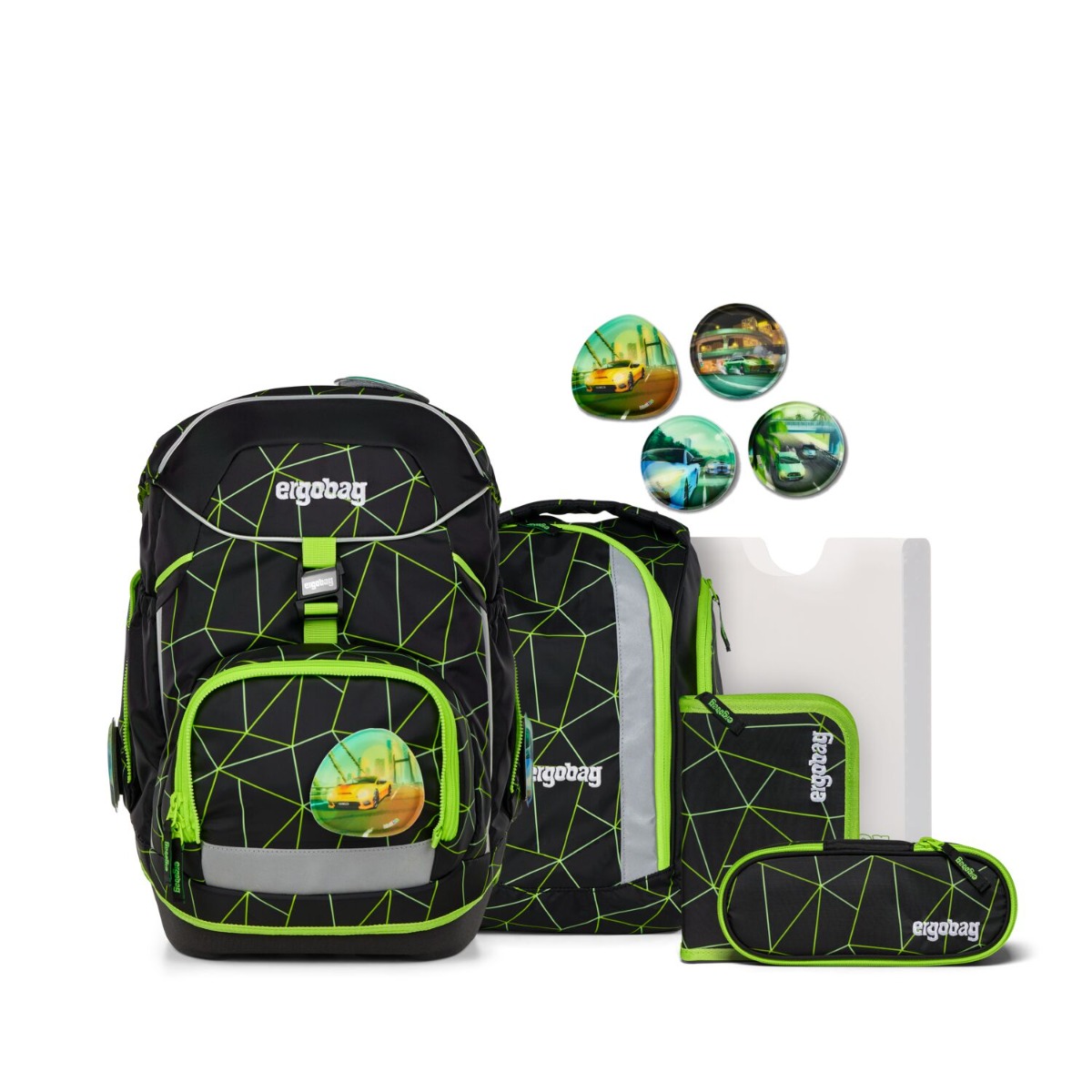 ergobag pack Schulranzen Set CyBär Race 6tlg. LUMI Edition