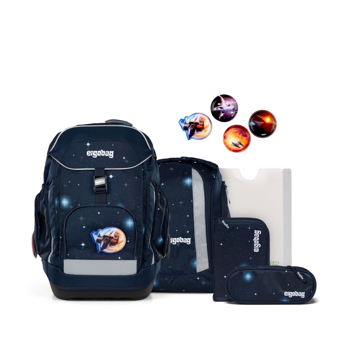 ergobag maxi Schulranzen Set KoBärnikus 6-tlg. - Galaxy Glow Edition