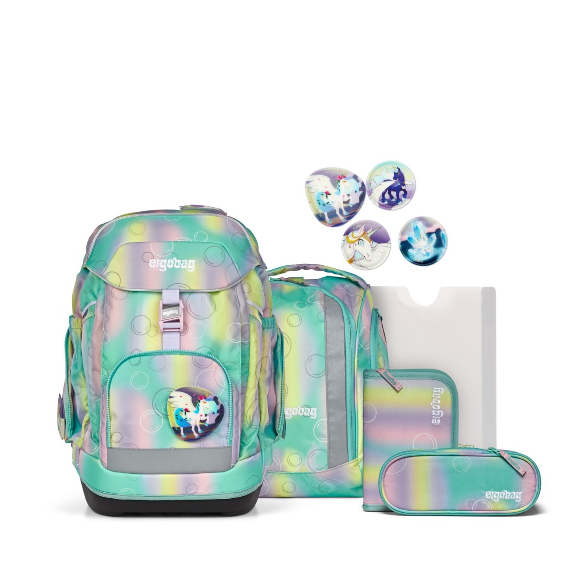 ergobag maxi Schulranzen Set ZauBärwelt 6-tlg. - Reflex Glow Edition