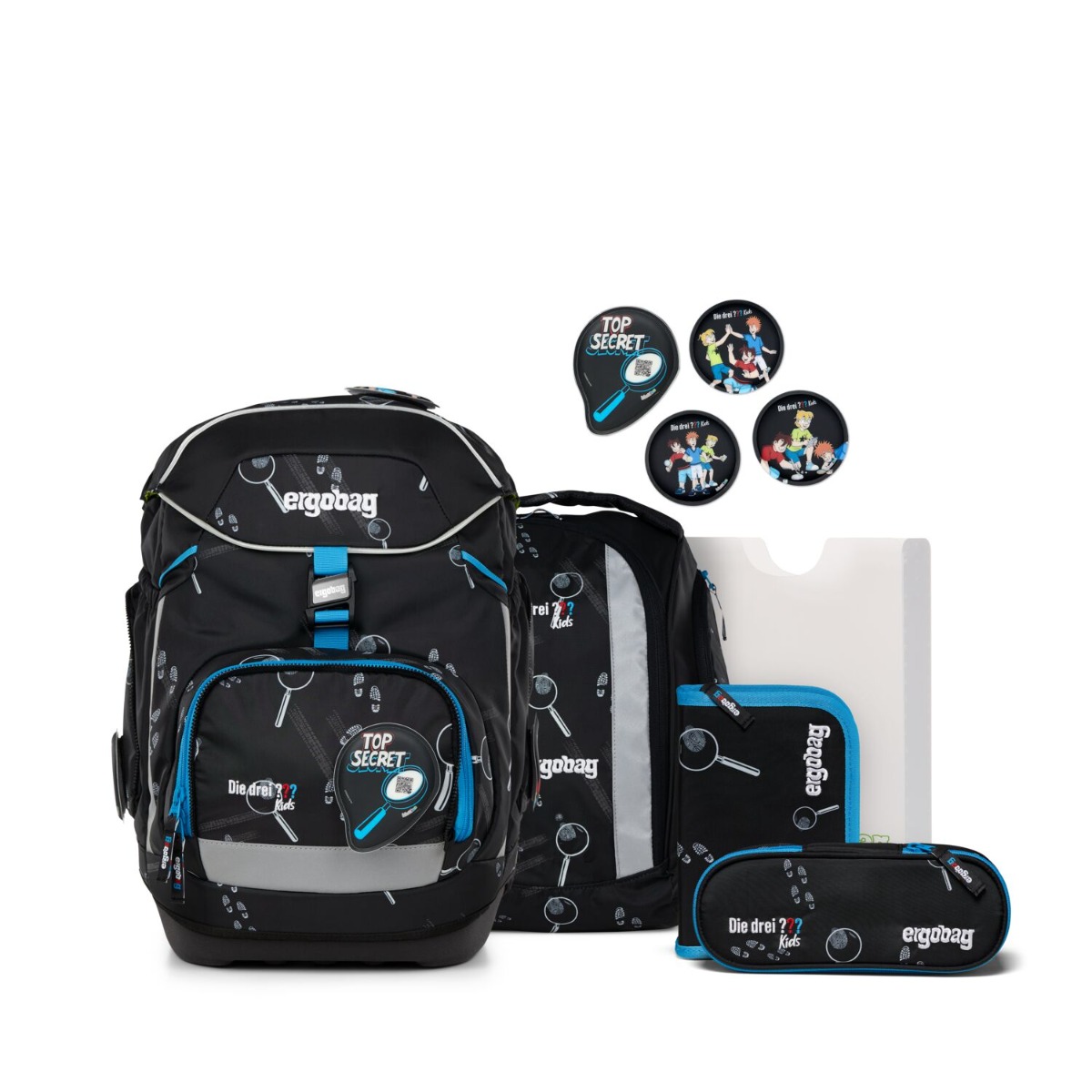 ergobag pack Schulranzen Set Bärdektiv 6tlg. - drei ??? Kids Special Edition
