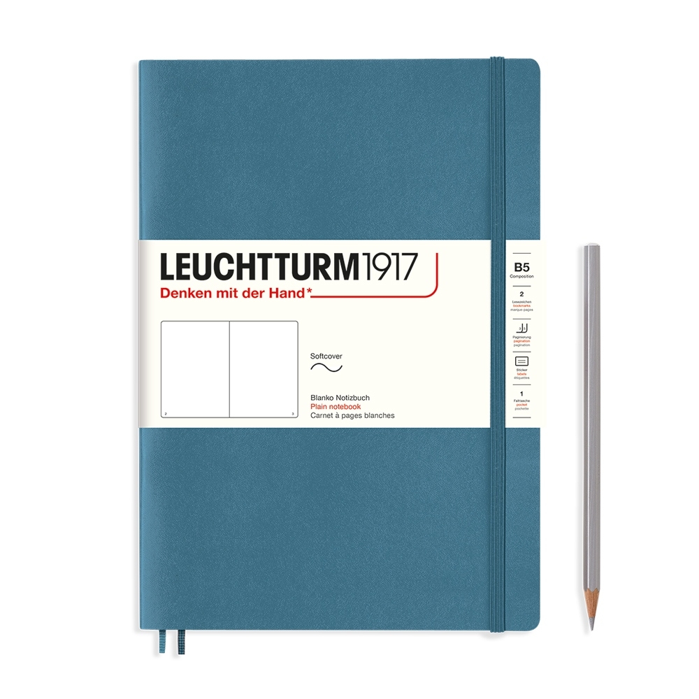 Leuchtturm1917 Notizbuch Composition Softcover B5 Stone Blue, Blanko