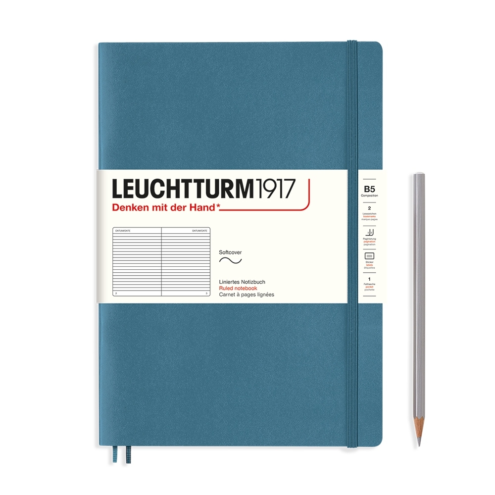 Leuchtturm1917 Notizbuch Composition Softcover B5 Stone Blue, liniert