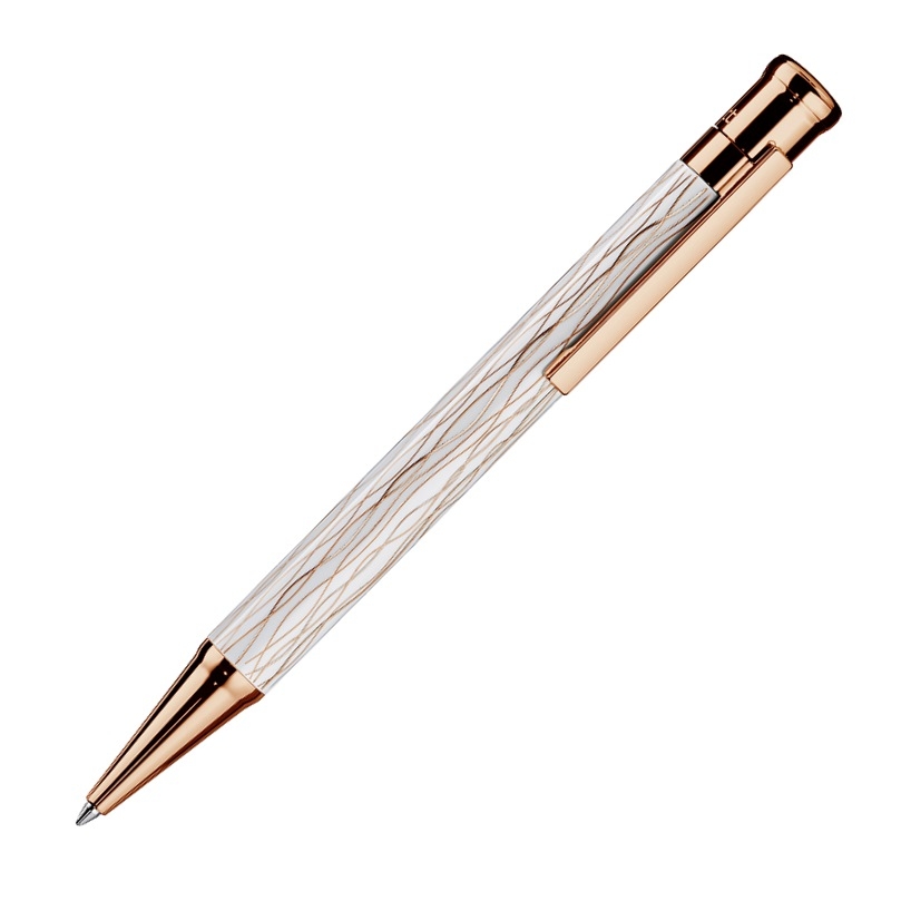 Otto Hutt Kugelschreiber Design 04 Welle Weiß roségold