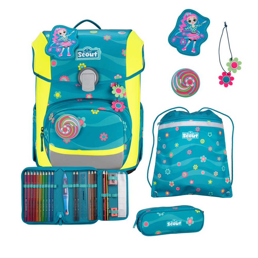 Scout Schulranzen Set Neo DIN Little Flowers Sea 4-tlg.