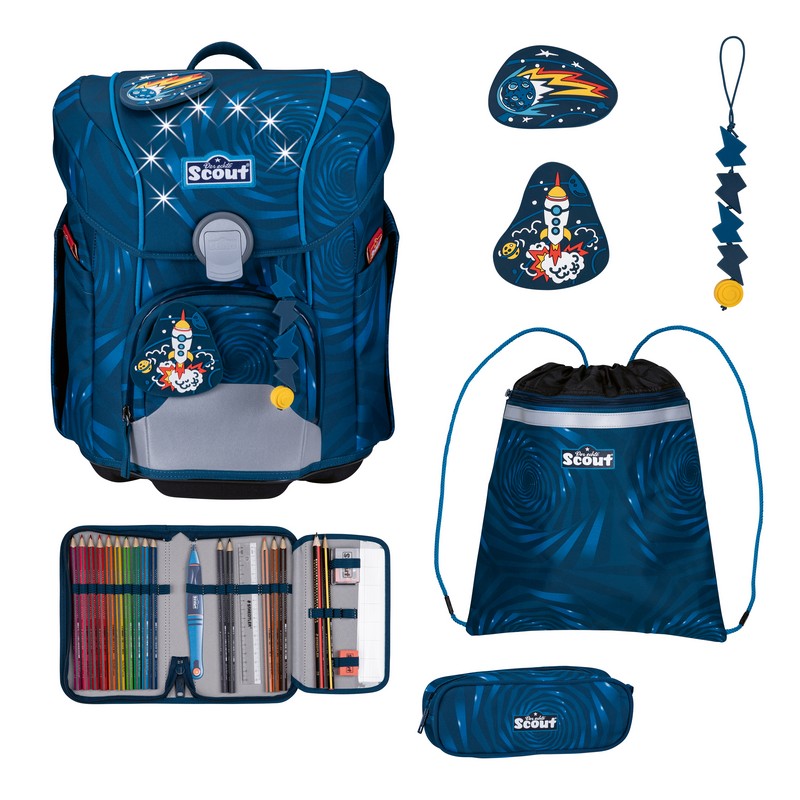 Scout Schulranzen Set Micro Exklusiv LED Rocket Rider 4-tlg.