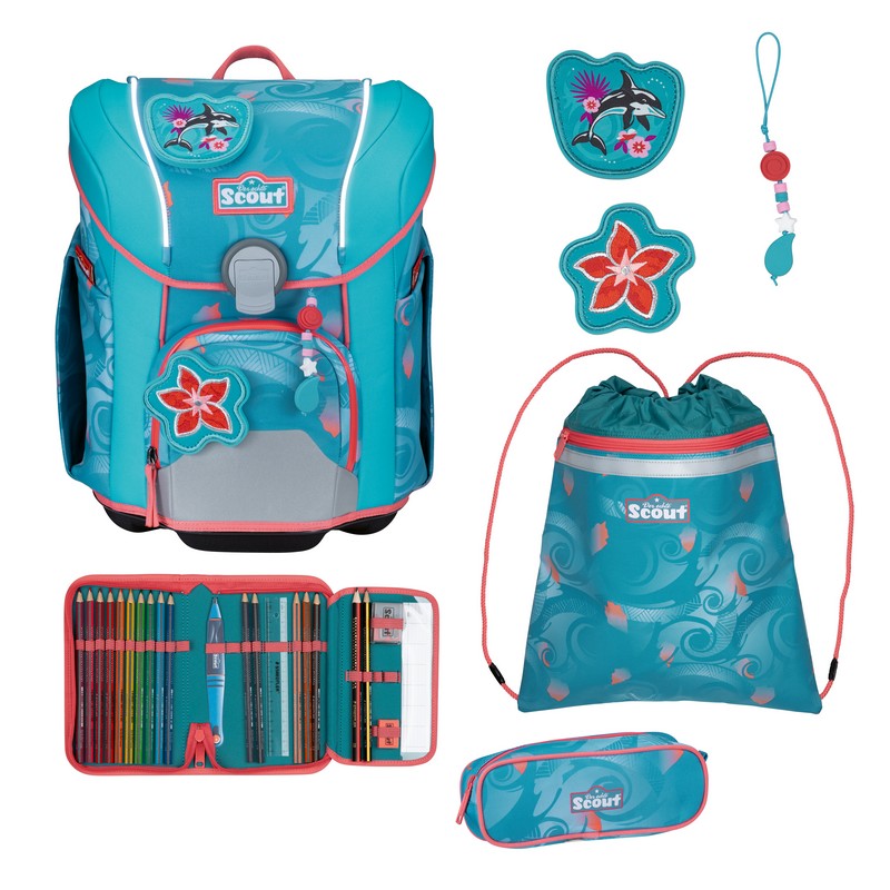 Scout Schulranzen Set Micro Exklusiv Safety Light Aloha 4-tlg.