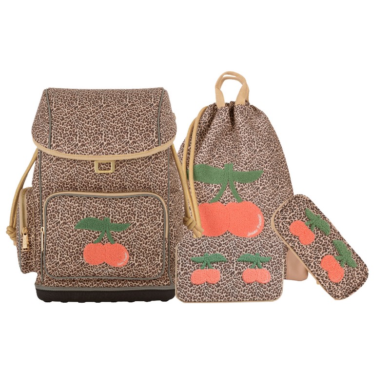 Jeune Premier Schulranzen-Set Ergomaxx Leopard Cherry 4tlg.