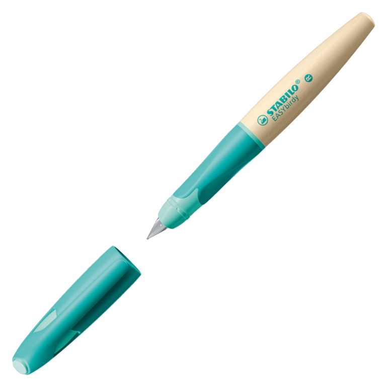STABILO Schulfüller EASYbirdy Timber mit Holzschaft aqua grün/mint A Rechtshänder