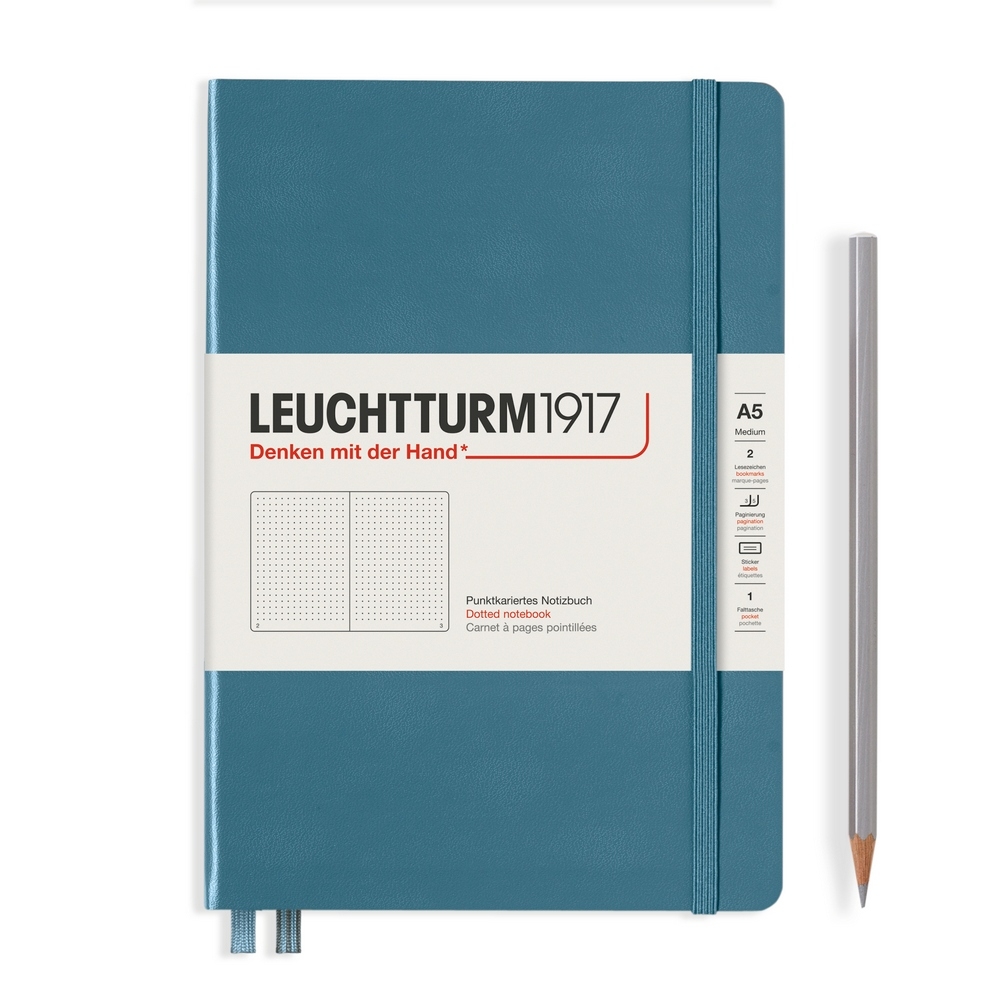 Leuchtturm1917 Notizbuch Medium Hardcover A5 Stone Blue, punktkariert