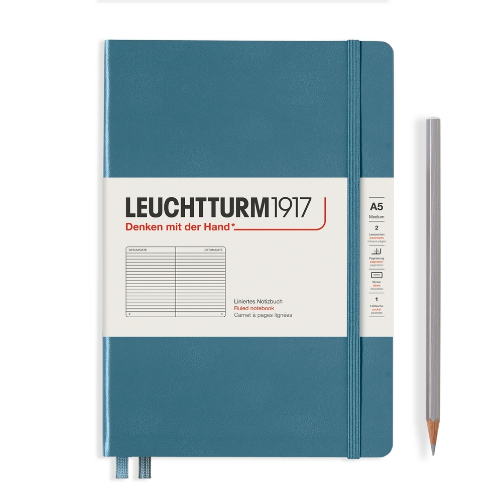 Leuchtturm1917 Notizbuch Medium Hardcover A5 Stone Blue, liniert