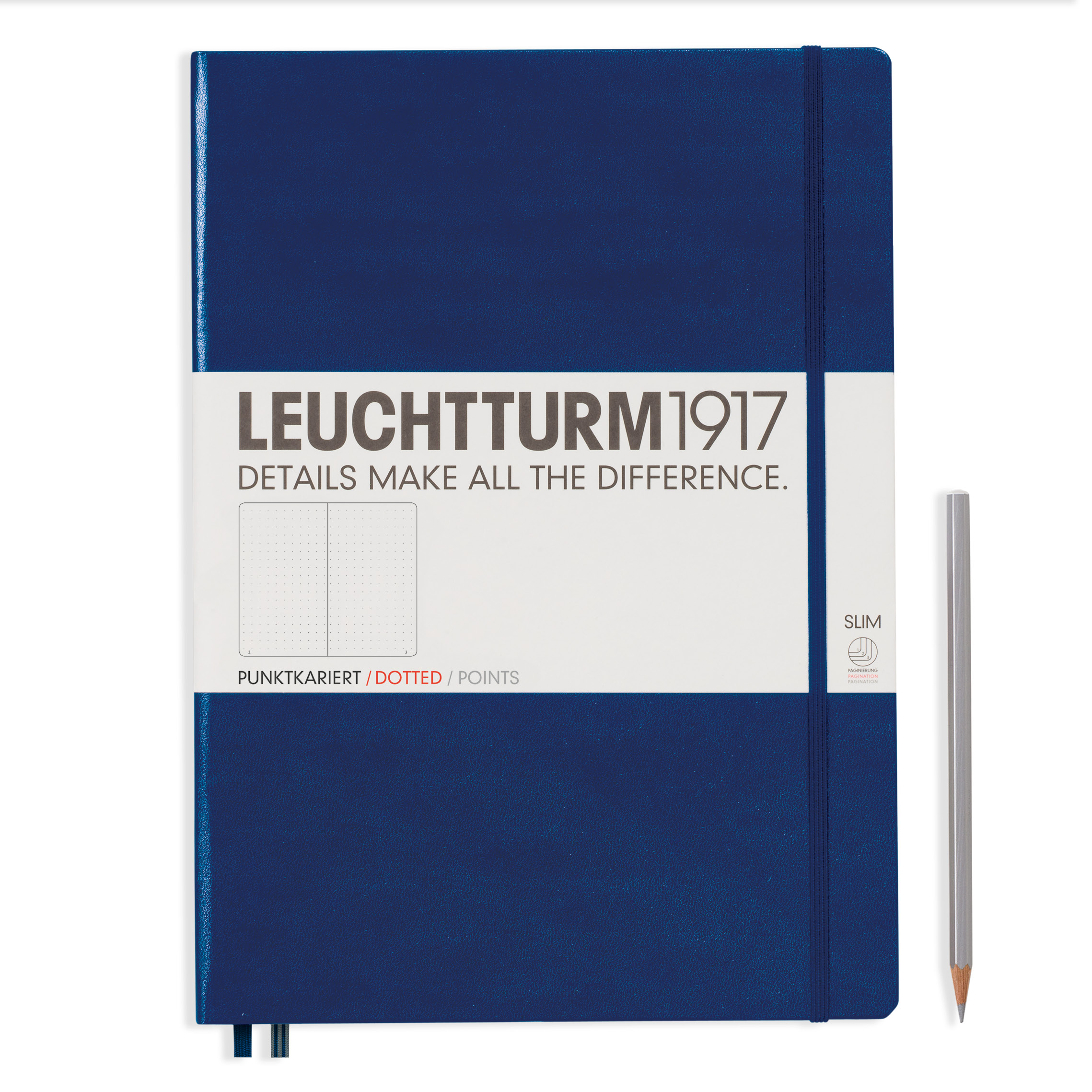 Leuchtturm1917 Notizbuch Master Slim (A4+) Hardcover Marine Punktkariert