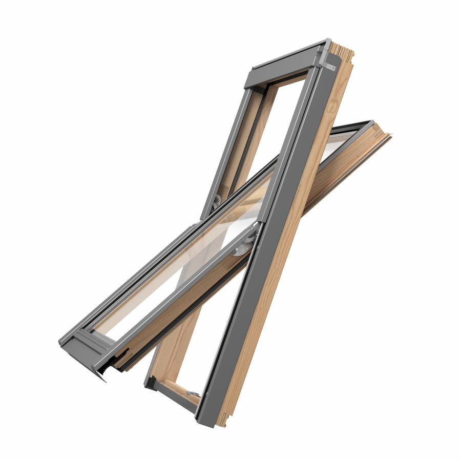 VELUX Gruppe Dachfenster RoofLite Holz SLIM und Eindeckrahmen 55 x 98