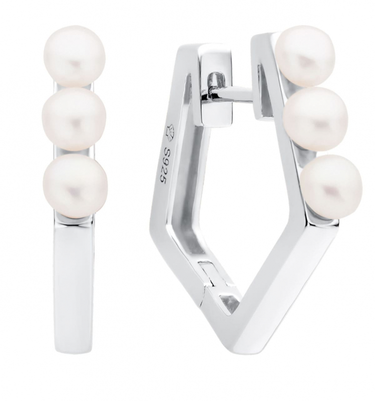 Gaura Pearls Perlenohrringe - weiß, 3 Perlen, 4 mm, 925 Silber