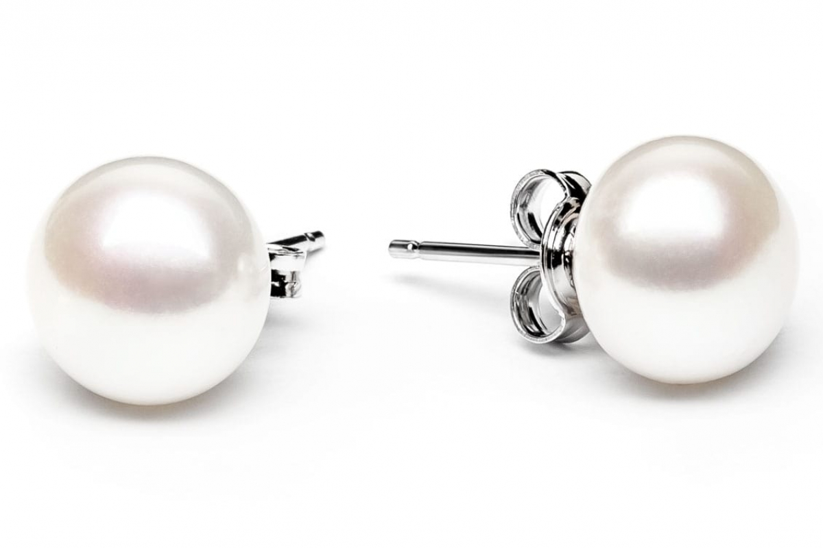 Gaura Pearls Perlenohrstecker - weiß, 10 mm, 925 Silber