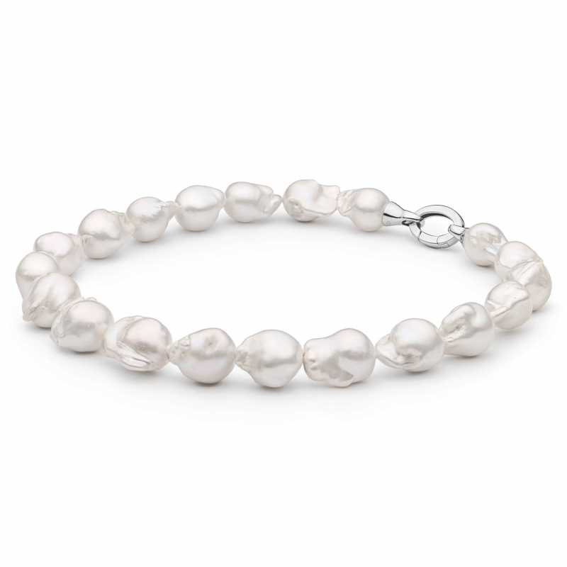 Gaura Pearls Perlenkette - Kasumi like-Perle, weiß, 40 cm, 925 Silber