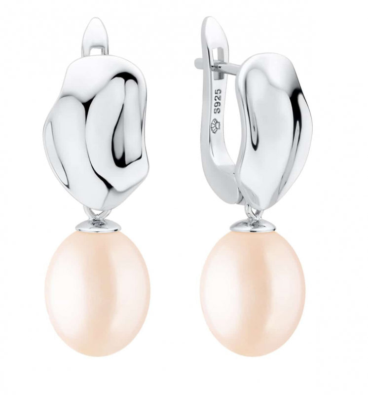 Gaura Pearls Perlenohrringe - rosa, reis, 925 Silber